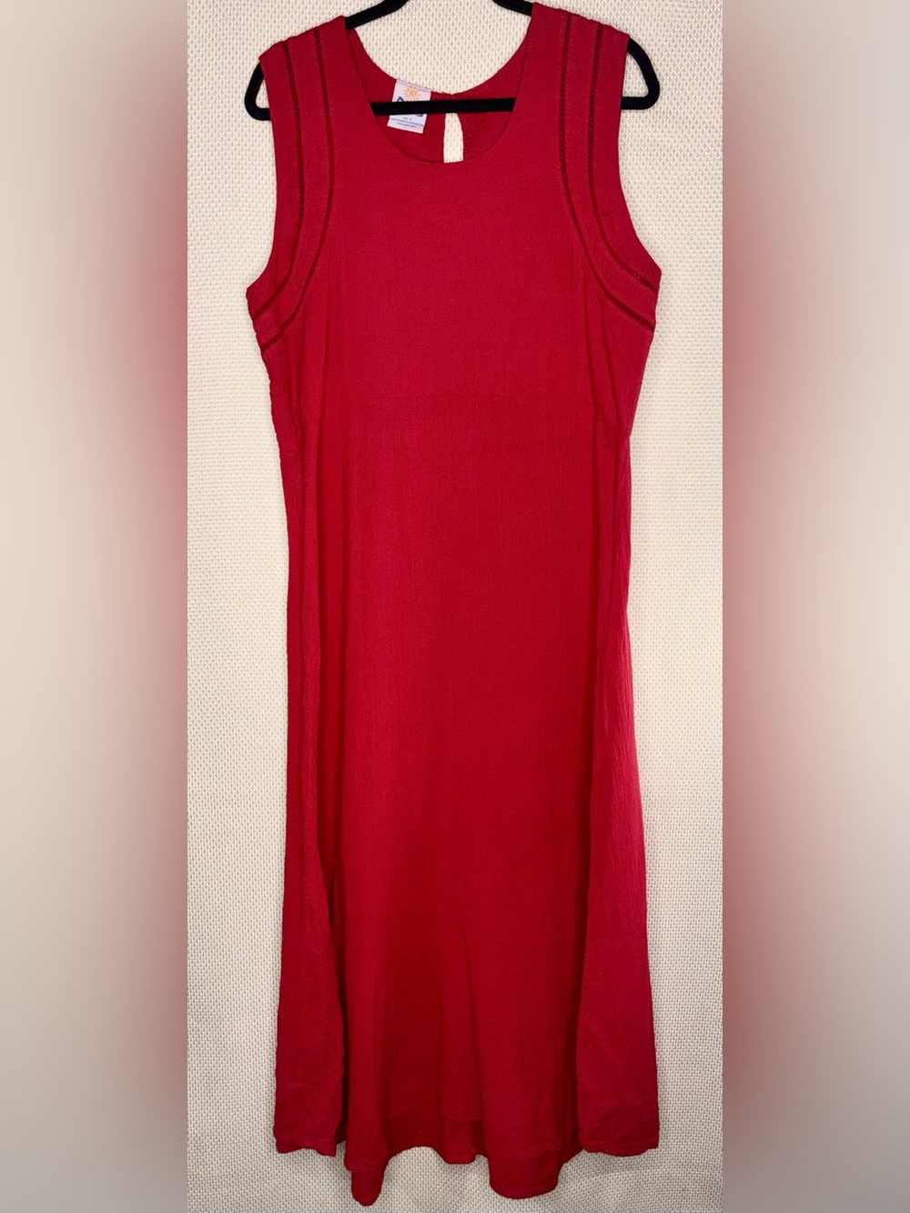 VINTAGE Dunes Relaxed Fashion Red Sleeveless Midi Maxi Dress size XL